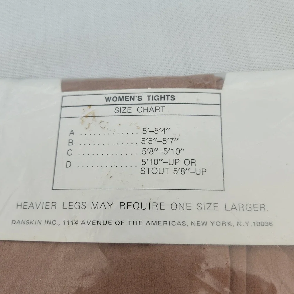 Vtg NOS Danskin 185 Stirrup Tights Sun Tan Size D Full Fashioned Footless 70s